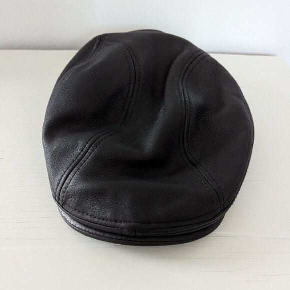 Scala 100% Leather Newsboy Hat, XL - Picture 3 of 6